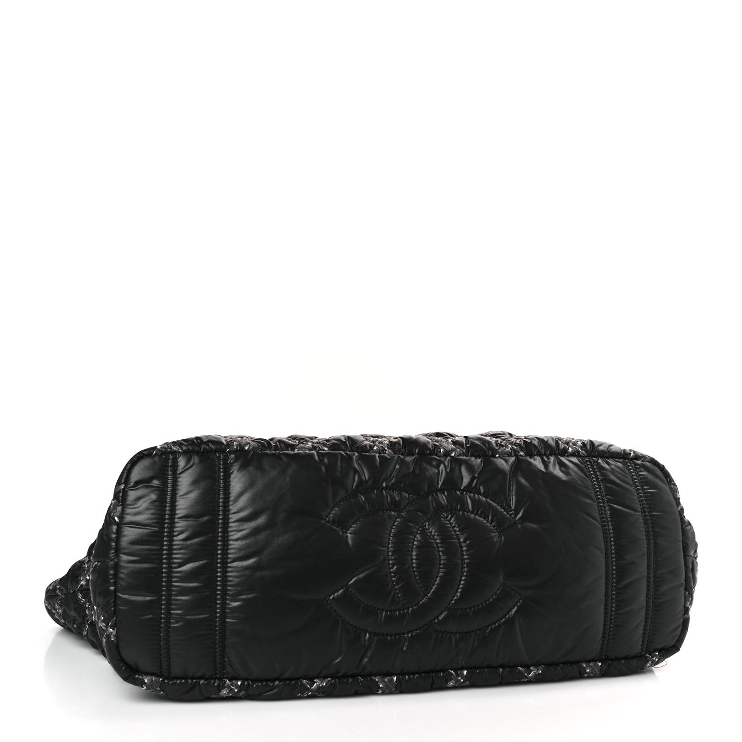 Chanel Nylon Quilted Tweed Stitch Bubble Tote Black 4 of 9