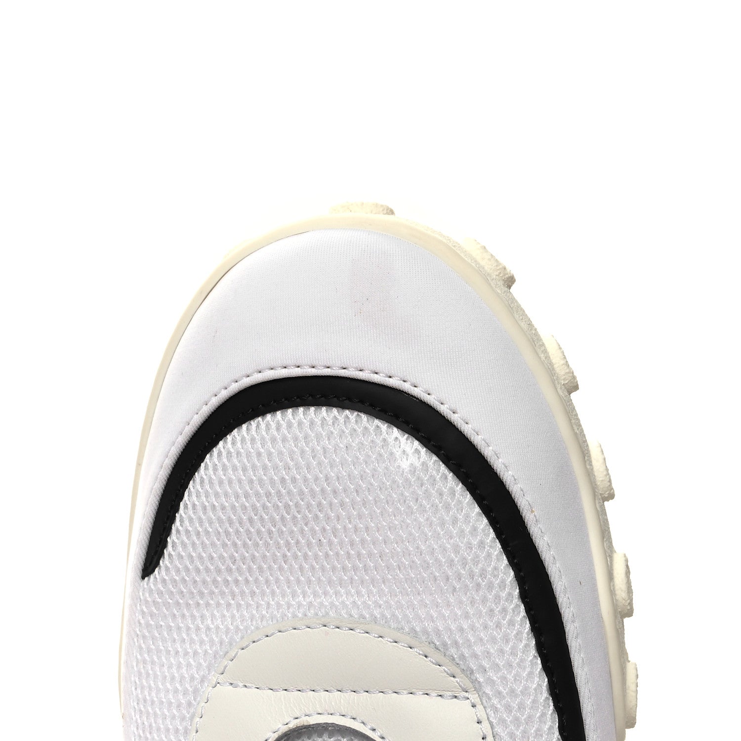 Chanel Calfskin Mesh Lycra Womens Logo High Top Sneakers 40 White 9 of 9