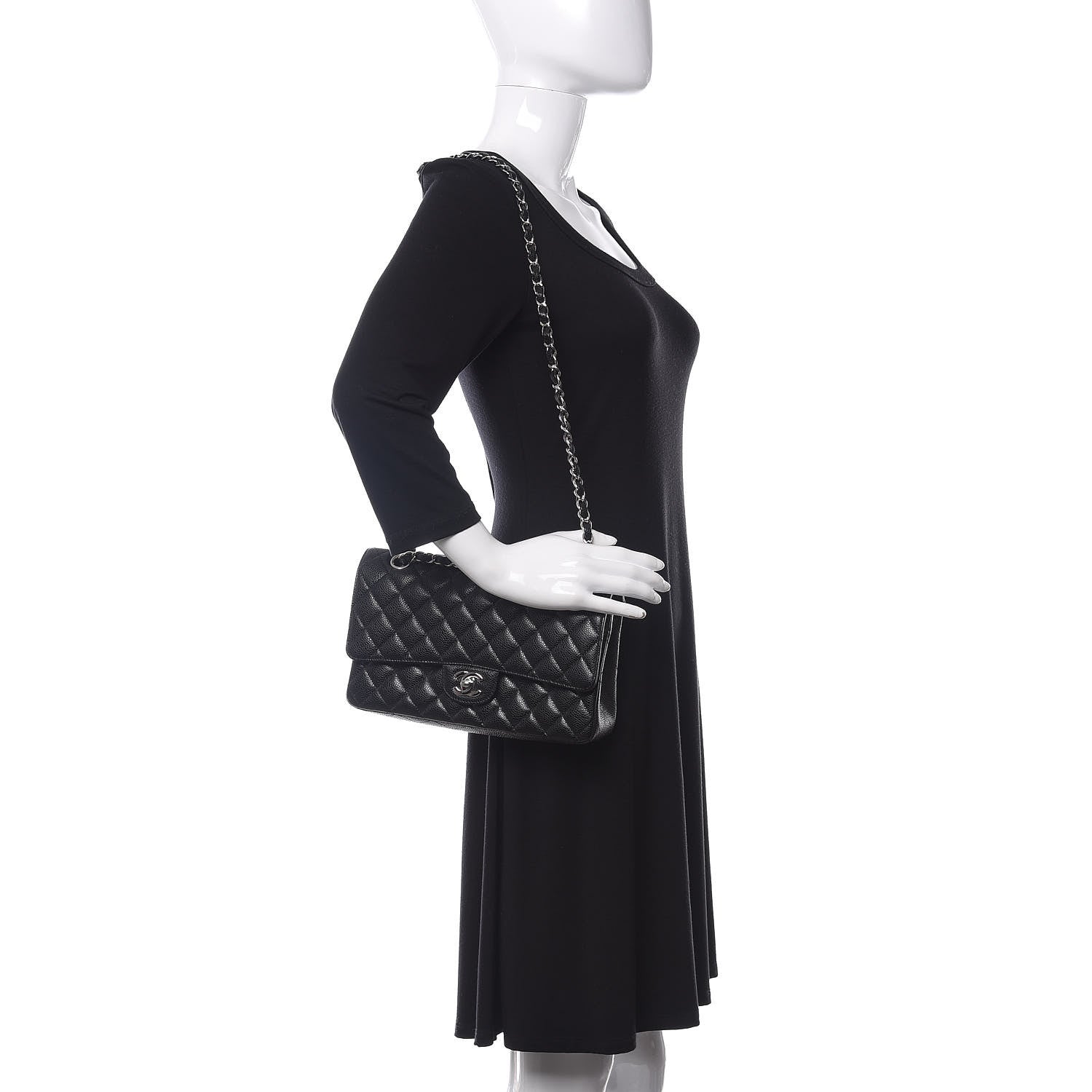 Chanel Caviar Quilted Medium Double Flap Black 2 of 12