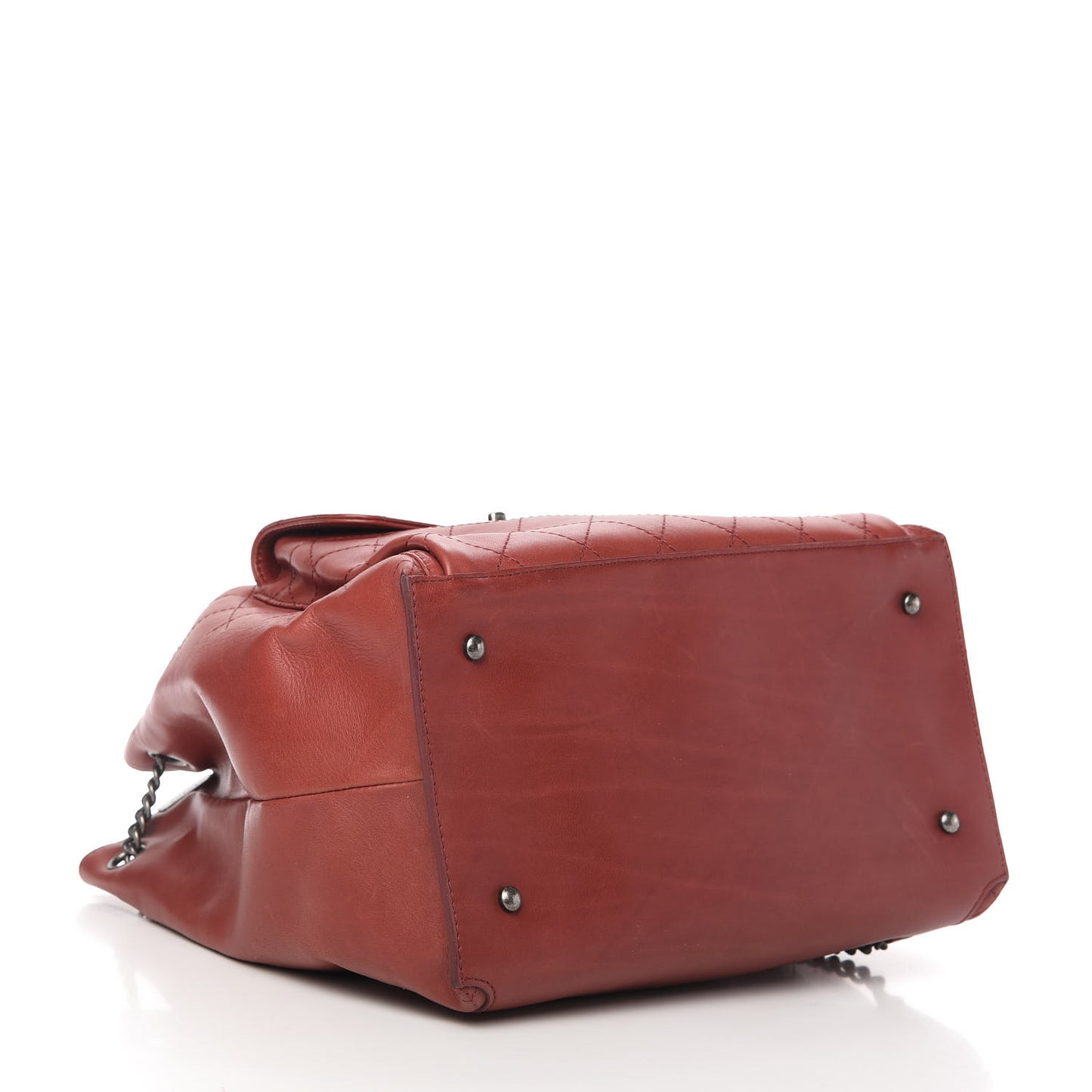Calfskin Stitched Large Urban Luxury Drawstring Backpack Dark Red