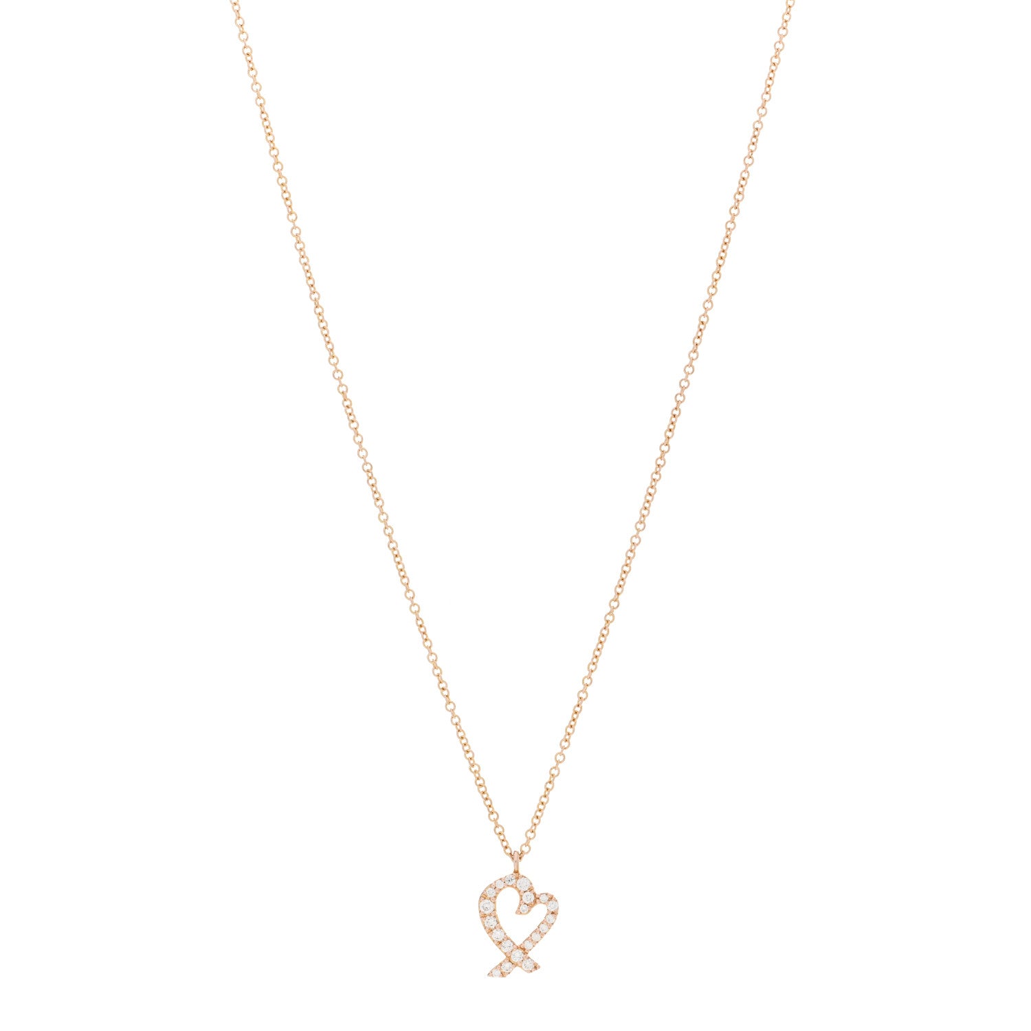 Tiffany 18K Rose Gold Diamond Mini Paloma Picasso Loving Heart Pendant Necklace 1 of 4