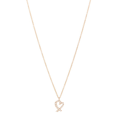 Tiffany 18K Rose Gold Diamond Mini Paloma Picasso Loving Heart Pendant Necklace 1 of 4