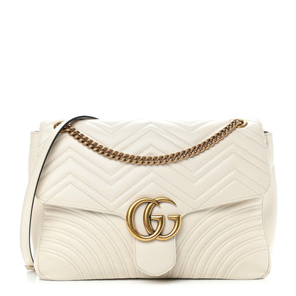 Gucci Calfskin Matelasse Large GG Marmont Shoulder Bag Mystic White 1 of 12