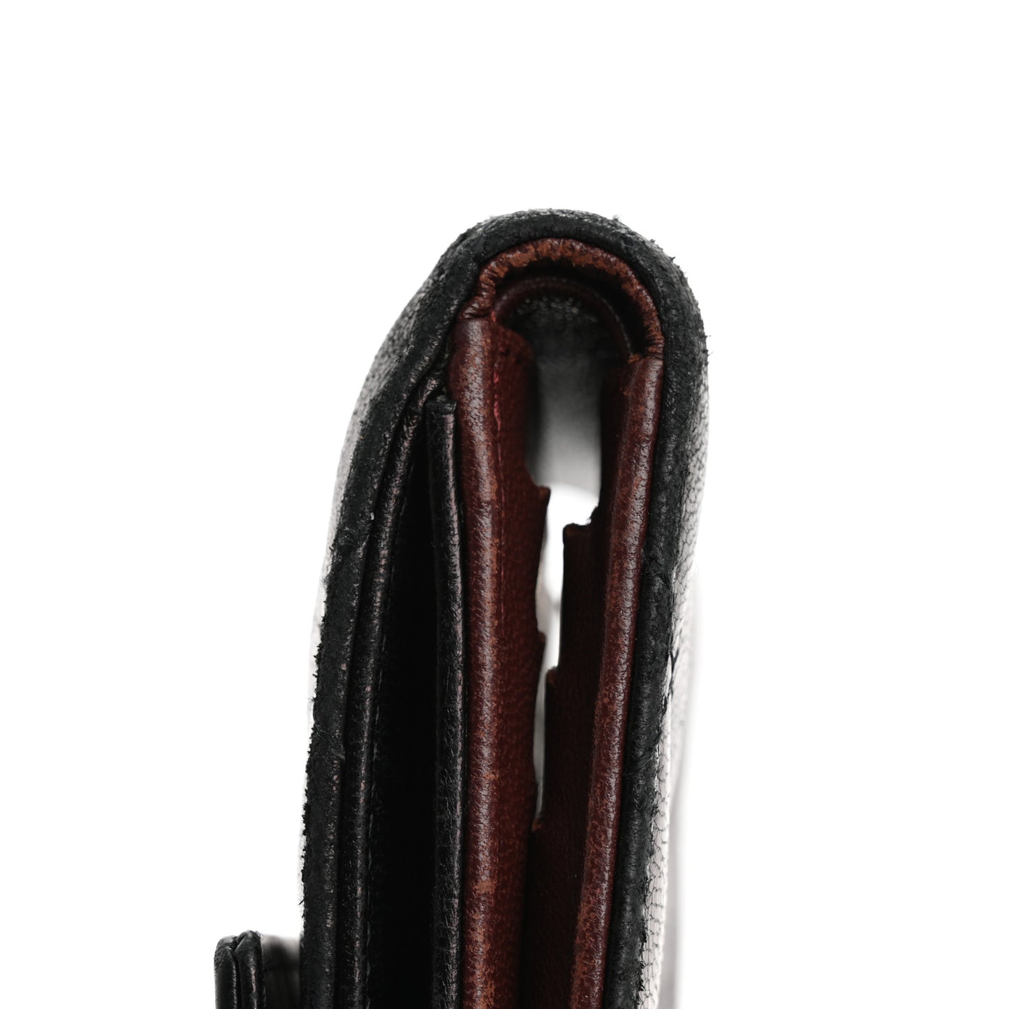Lambskin Quilted Compact French Flap Wallet Black