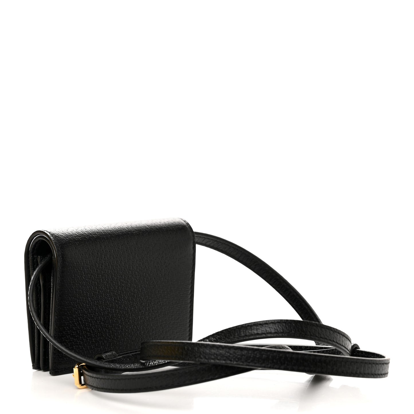 X ADIDAS Textured Dollar Calfskin Trefoil Horsebit 1955 Card Case Wallet With Strap Black Off White