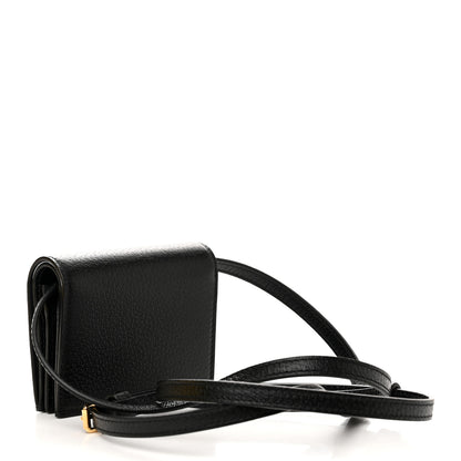 Gucci X ADIDAS Textured Dollar Calfskin Trefoil Horsebit 1955 Card Case Wallet With Strap Black Off White 3 of 10