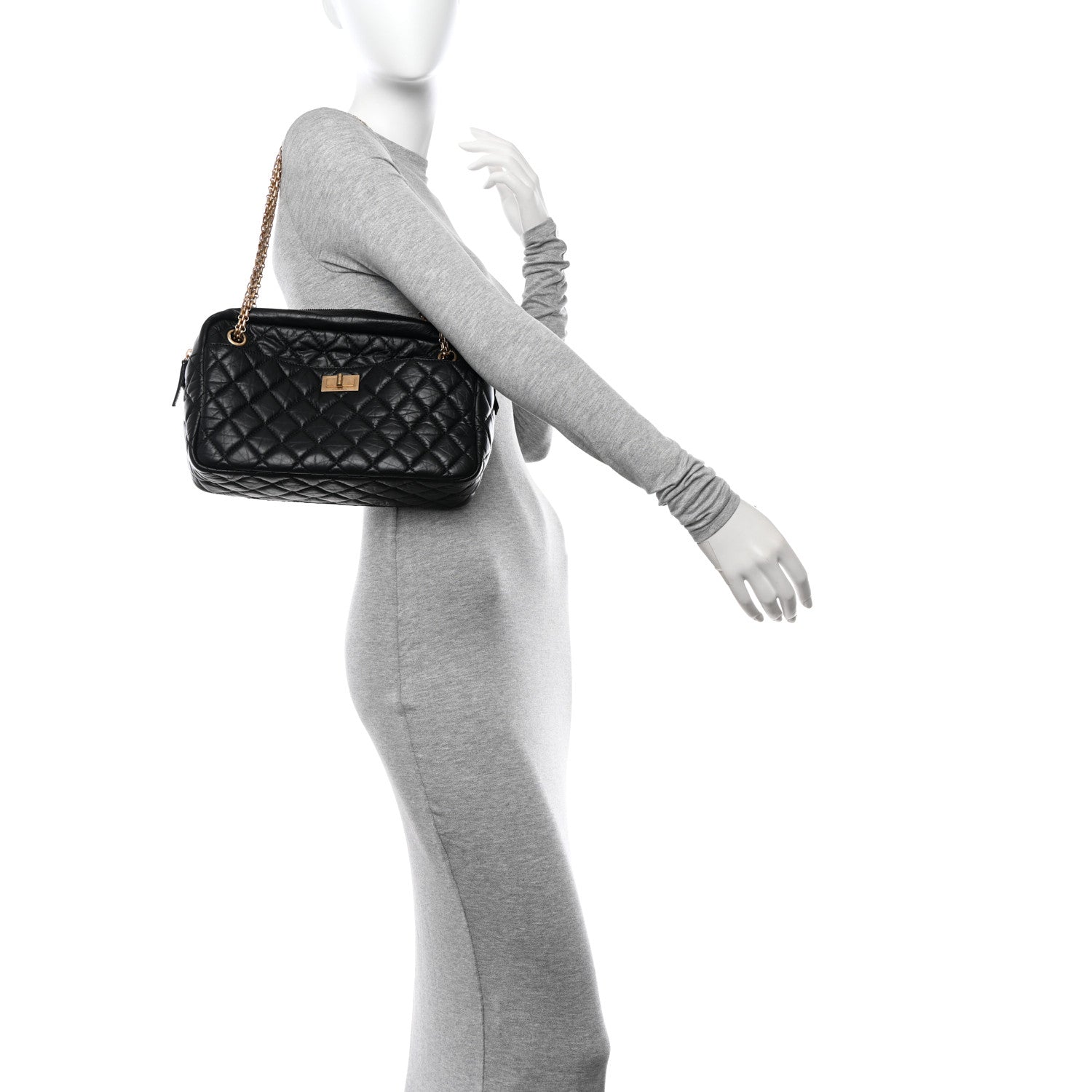 Chanel Aged Calfskin Quilted Medium Reissue Camera Case Black 3 of 10