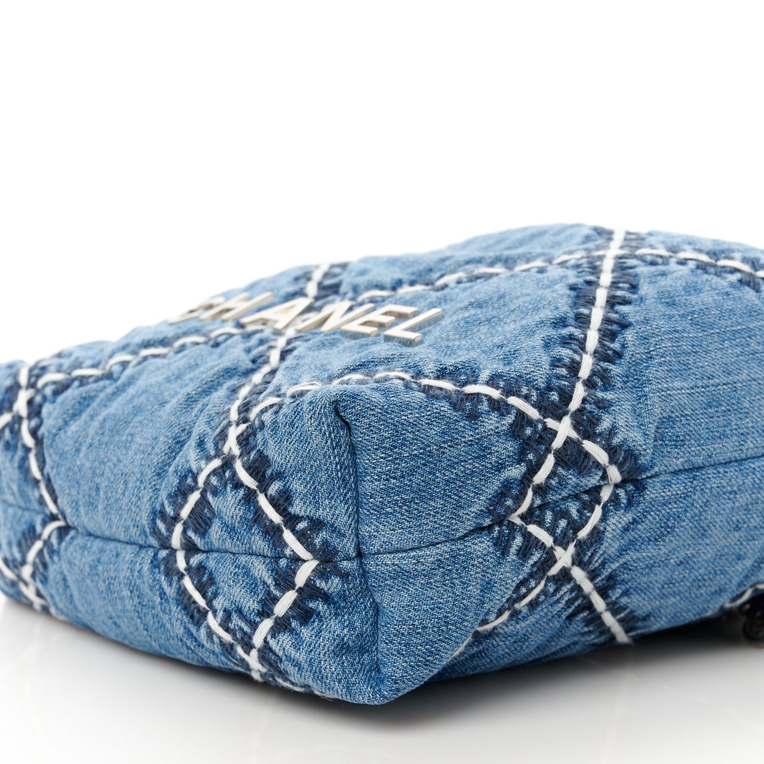 Chanel Denim Stitched Quilted Mini Chanel 22 Blue 11 of 12
