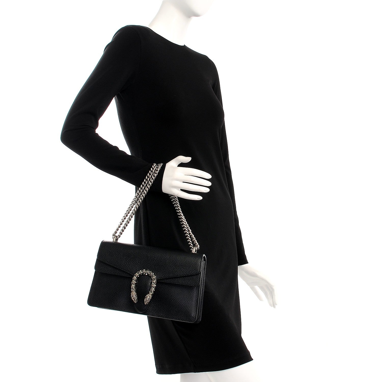 Gucci Pebbled Calfskin Small Dionysus Shoulder Bag Black 2 of 7