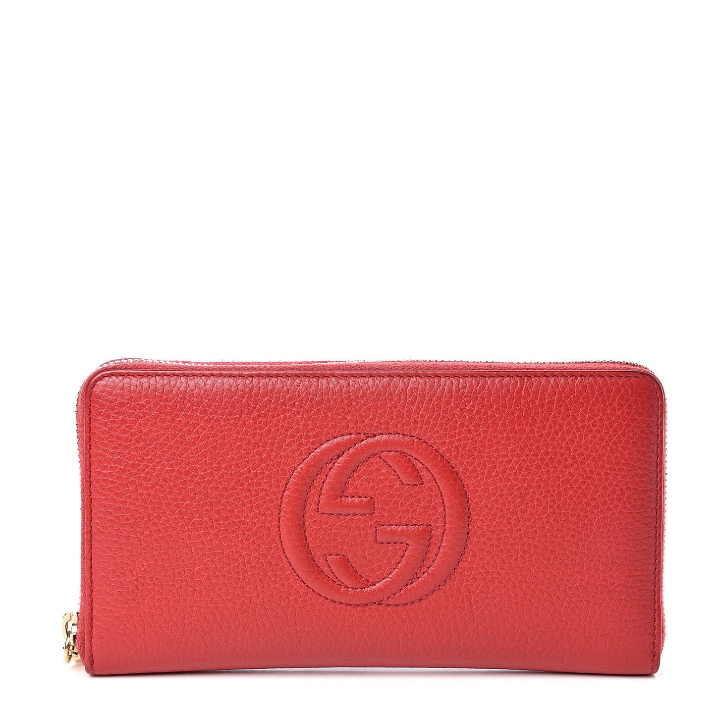 Pebbled Calfskin Soho Zip Around Wallet Red