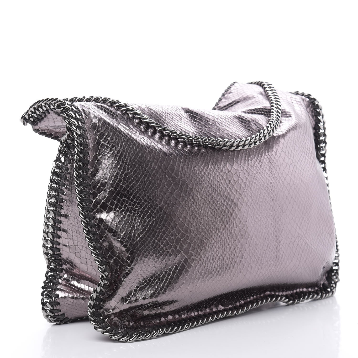 Stella McCartney Metallic Snakeskin Print Falabella Tote Ruthenium 3 of 10