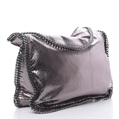Stella McCartney Metallic Snakeskin Print Falabella Tote Ruthenium 3 of 10