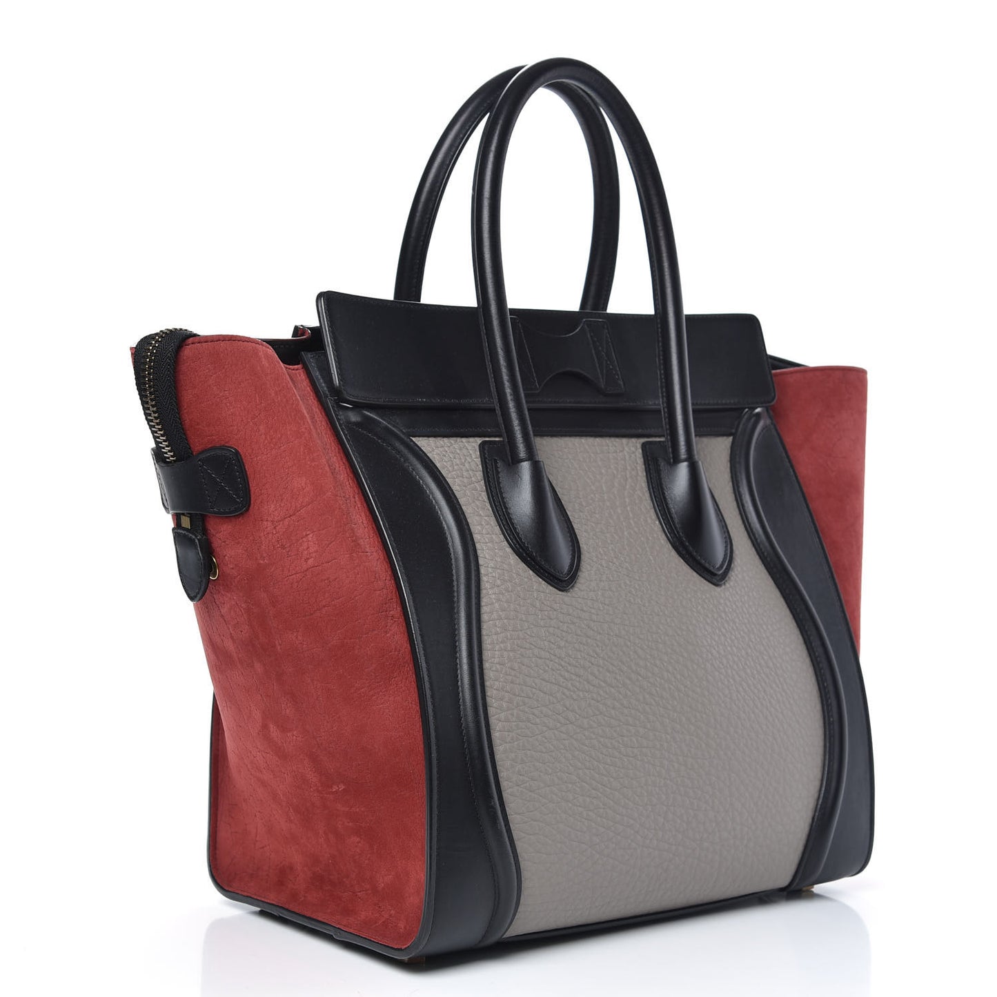 Bullhide Calfskin Suede Mini Tri-Color Luggage Dark Ruby