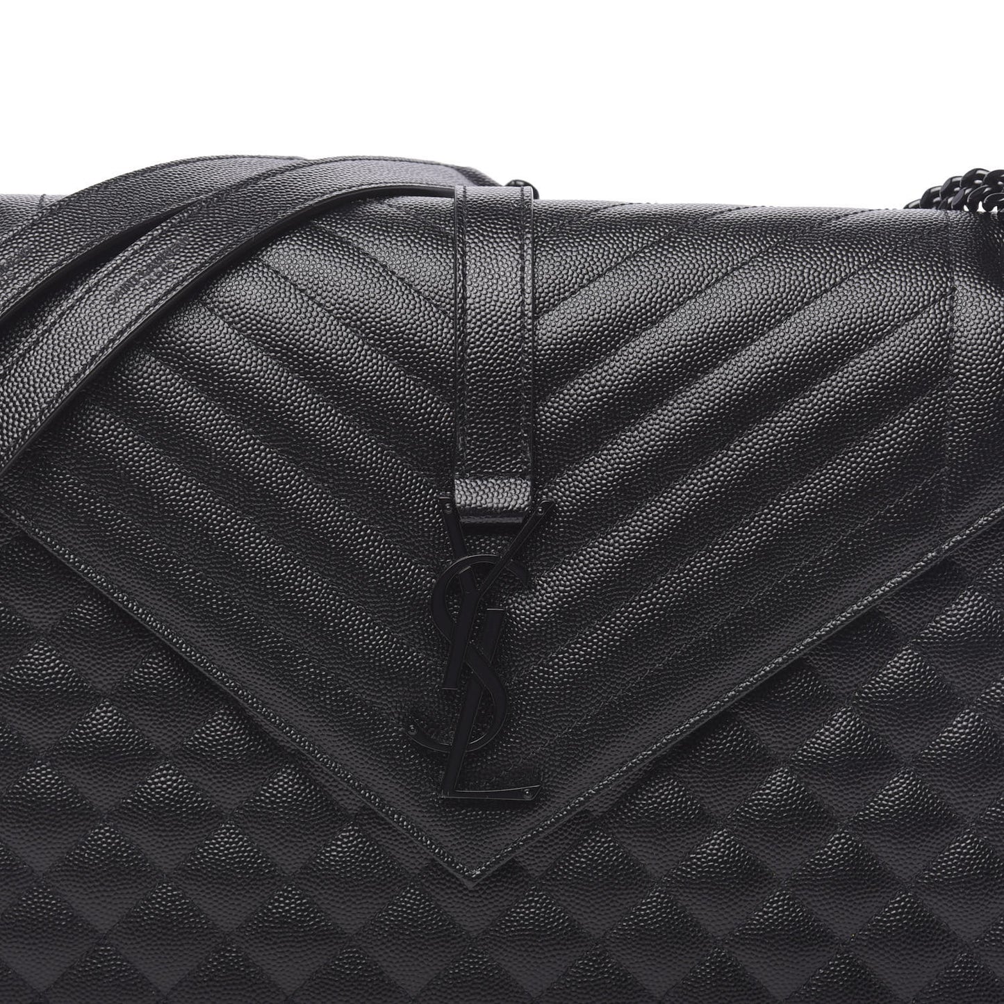 Grain De Poudre Textured Mixed Matelasse Large Triquilt Monogram Monochrome Satchel Black