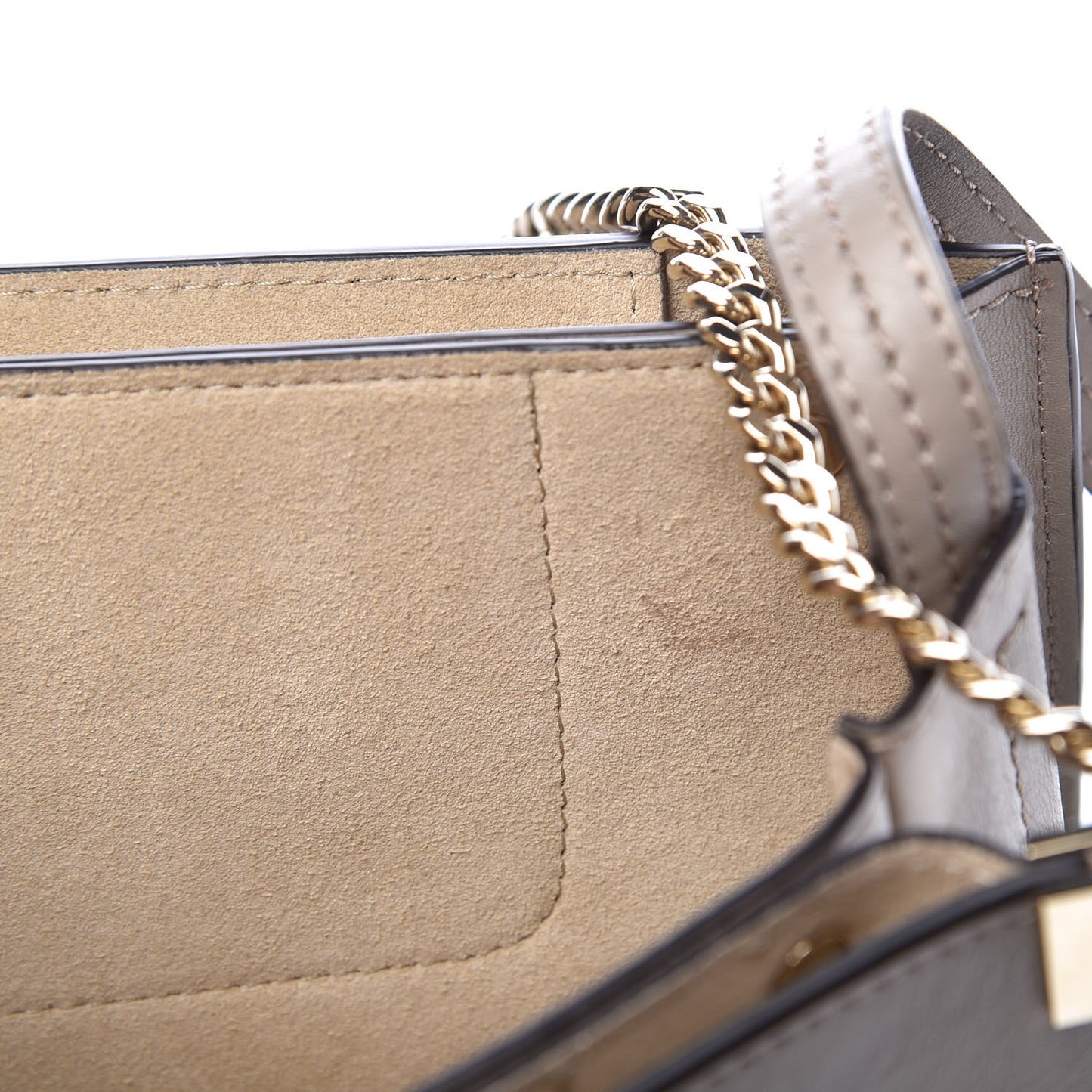 Suede Calfskin Small Faye Shoulder Bag Motty Grey
