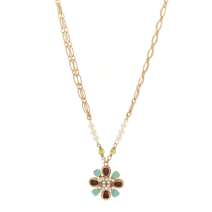 Chanel Crystal Pearl Gripoix Necklace Gold 1 of 6