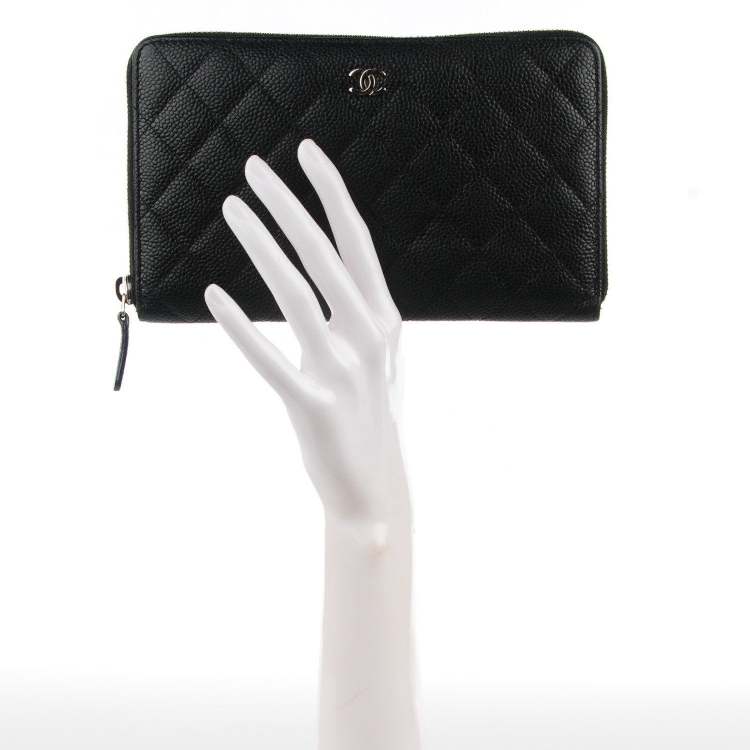 Chanel Caviar Quilted Large Zip Around Organizer Wallet Black 2 of 8