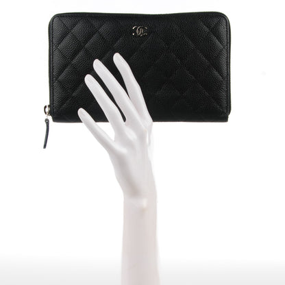 Chanel Caviar Quilted Large Zip Around Organizer Wallet Black 2 of 8