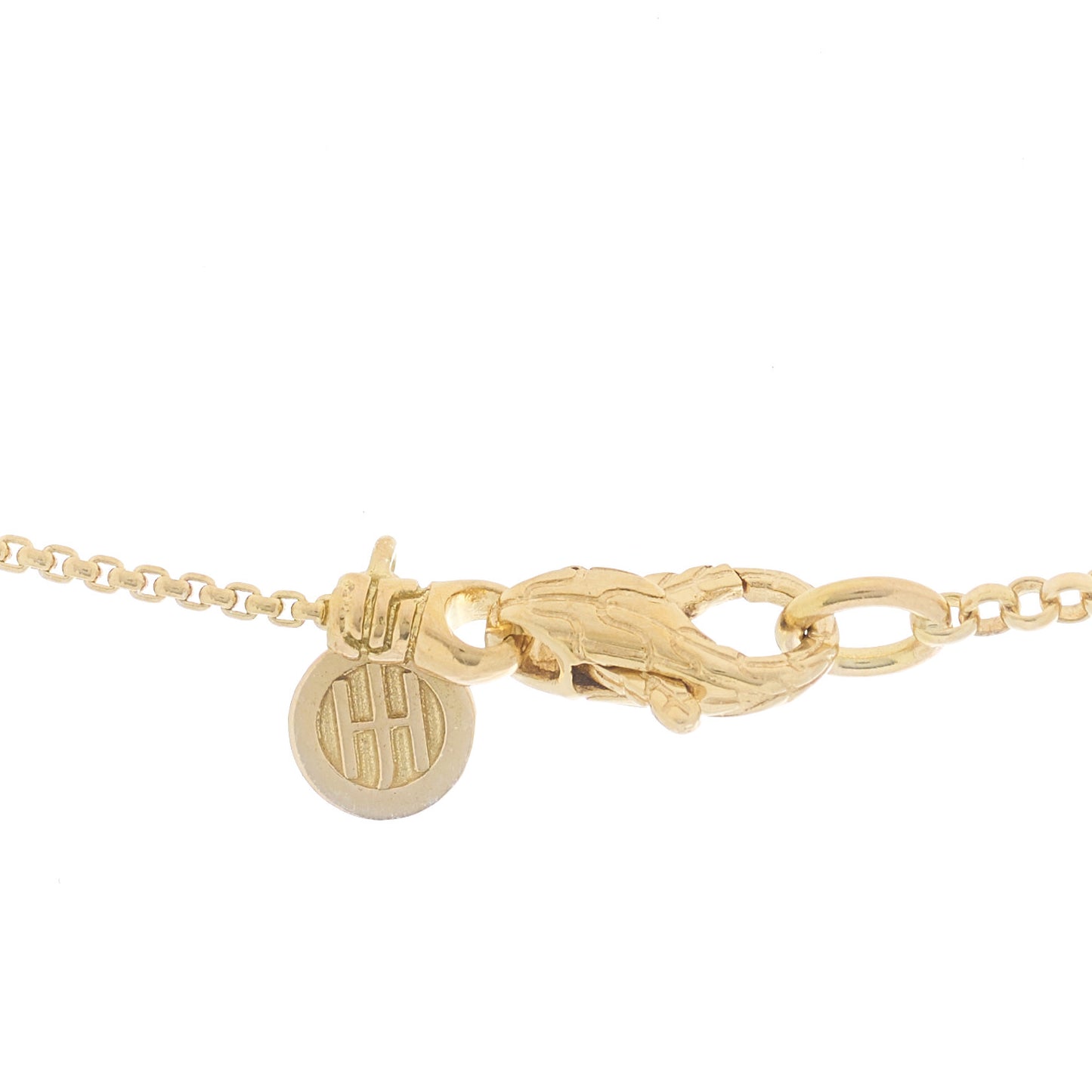 18K Yellow Gold Diamond Blue Topaz Macan Pendant Necklace