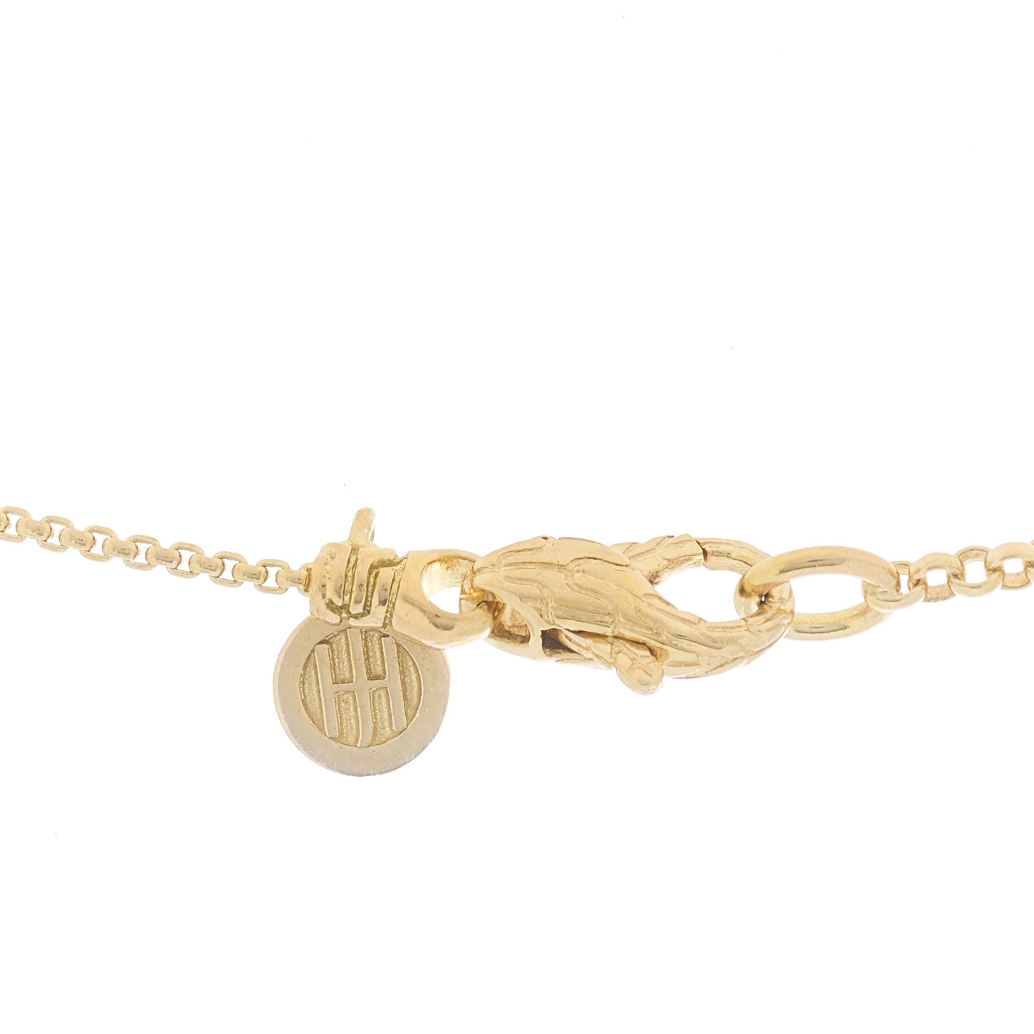 John Hardy 18K Yellow Gold Diamond Blue Topaz Macan Pendant Necklace 3 of 4