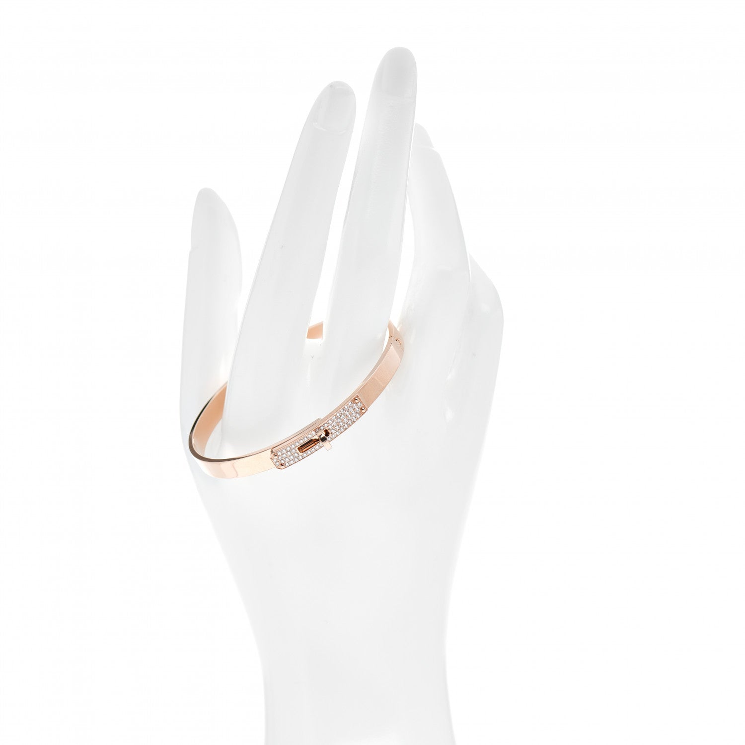 Hermes 18K Rose Gold Diamond PM Kelly Pave Bracelet SH 2 of 5