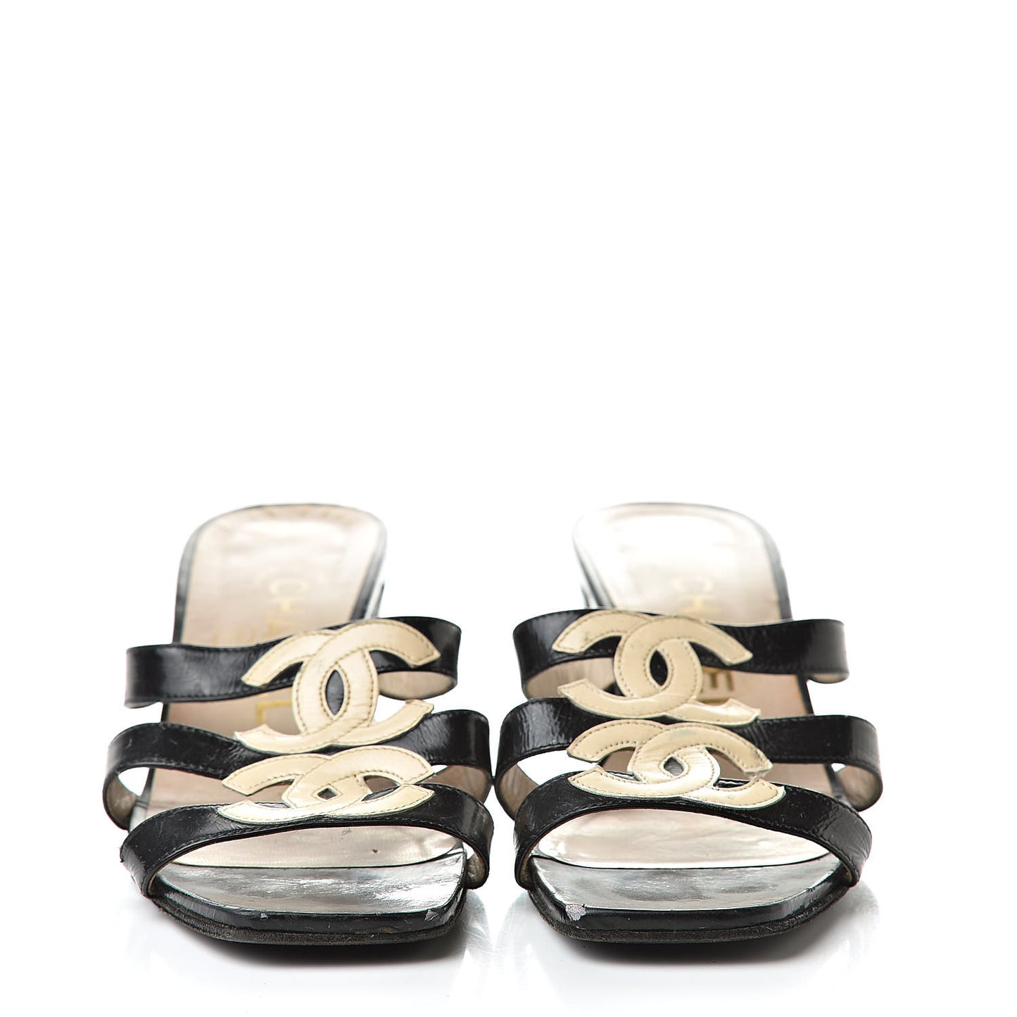 Patent CC Strappy Sandals 35 Black Beige