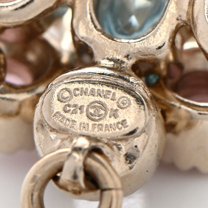 Chanel Crystal CC Drop Earrings Pink Blue Gold 4 of 4