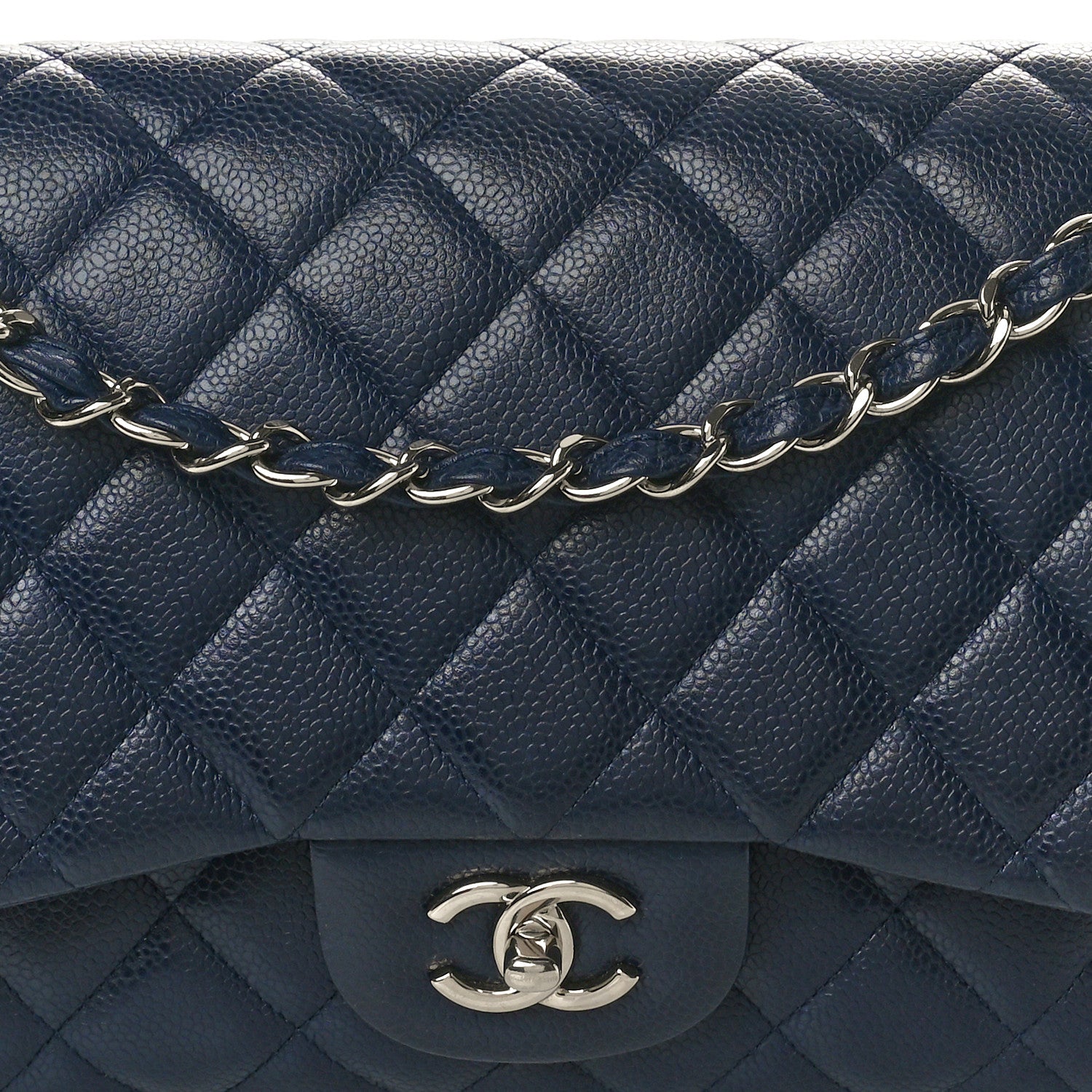 Chanel Caviar Quilted Jumbo Double Flap Navy Blue 8 of 11
