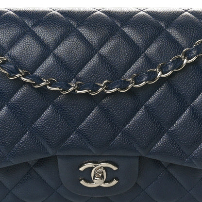 Chanel Caviar Quilted Jumbo Double Flap Navy Blue 8 of 11