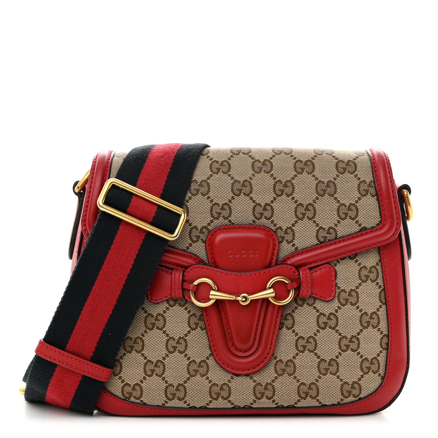Monogram Ruinart Calfskin Medium Lady Web Shoulder Bag Beige Ebony Hibiscus Red
