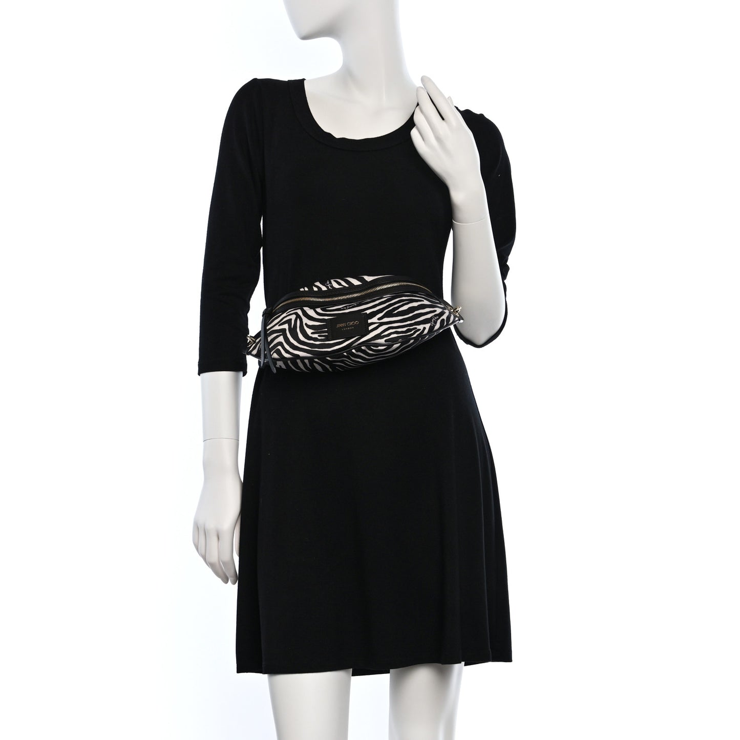 Nylon Zebra Candice Belt Bag Black White