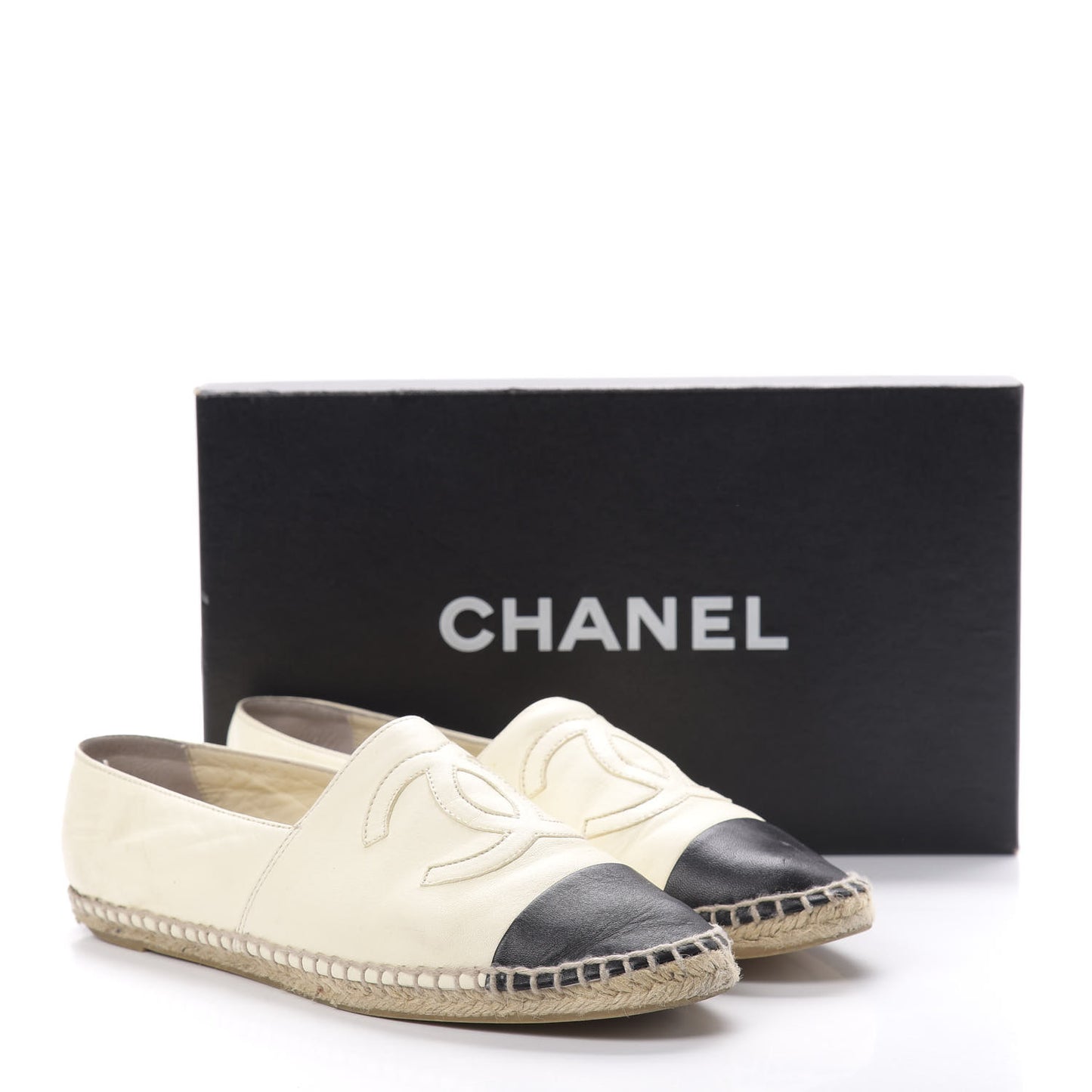 Lambskin CC Espadrilles 39 White Black