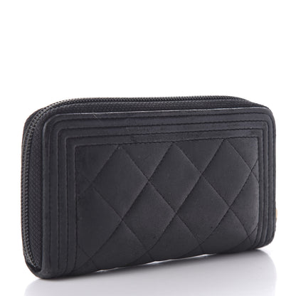 Chanel Lambskin Quilted Small Boy Zip Around Wallet Black 3 of 9