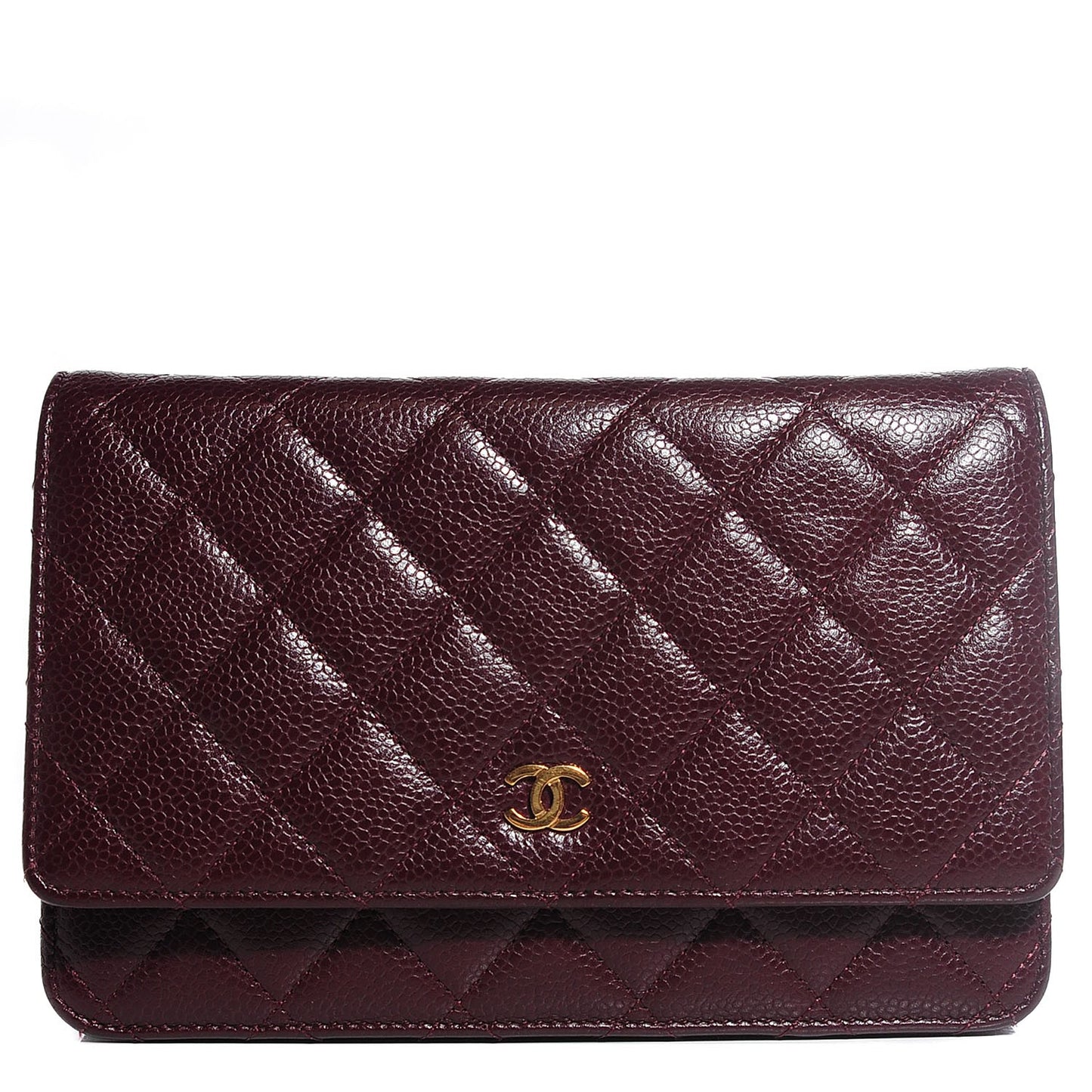 Caviar Quilted Wallet on Chain WOC Bordeaux