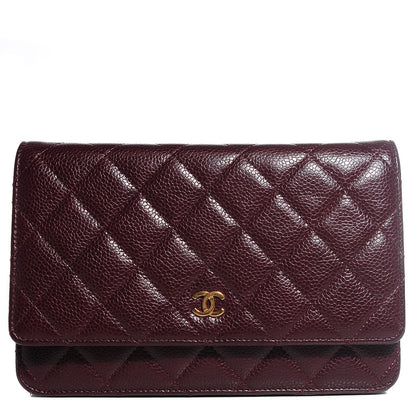 Chanel Caviar Quilted Wallet on Chain WOC Bordeaux 1 of 8