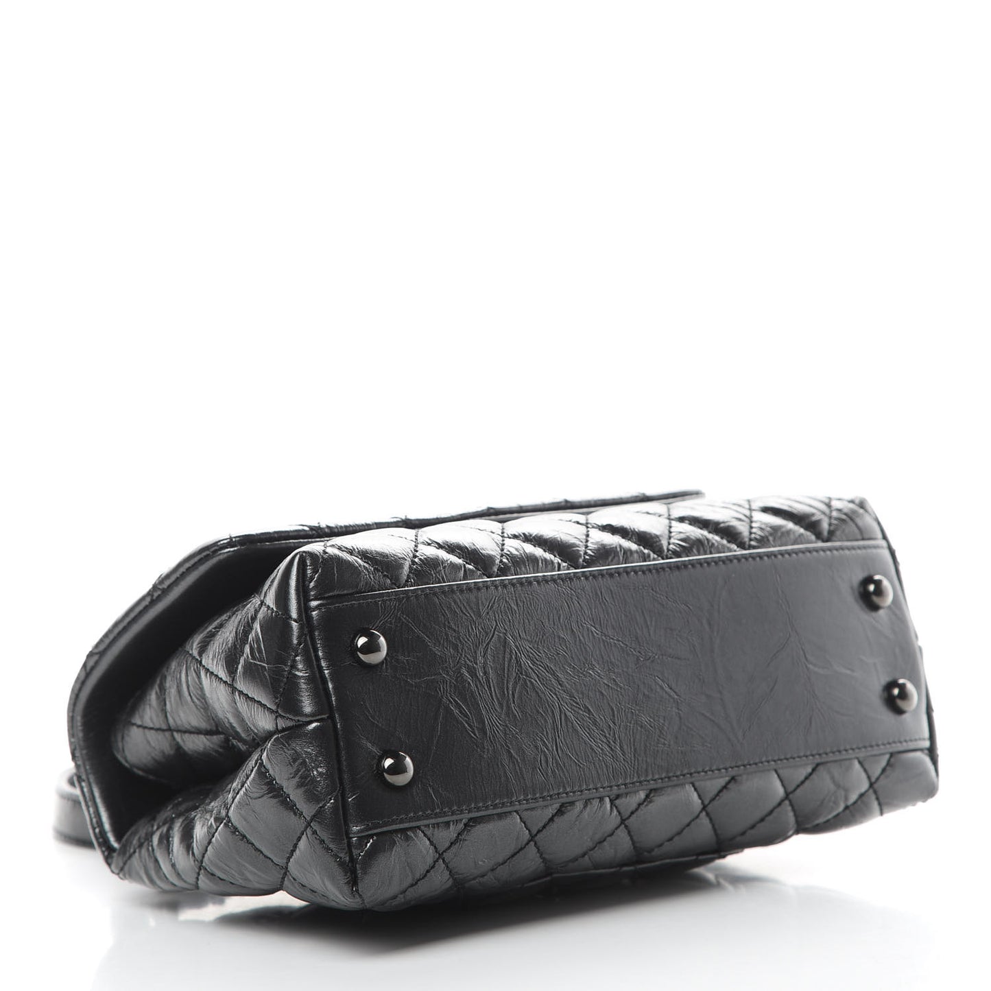 Aged Calfskin Quilted Mini Coco Handle Flap So Black