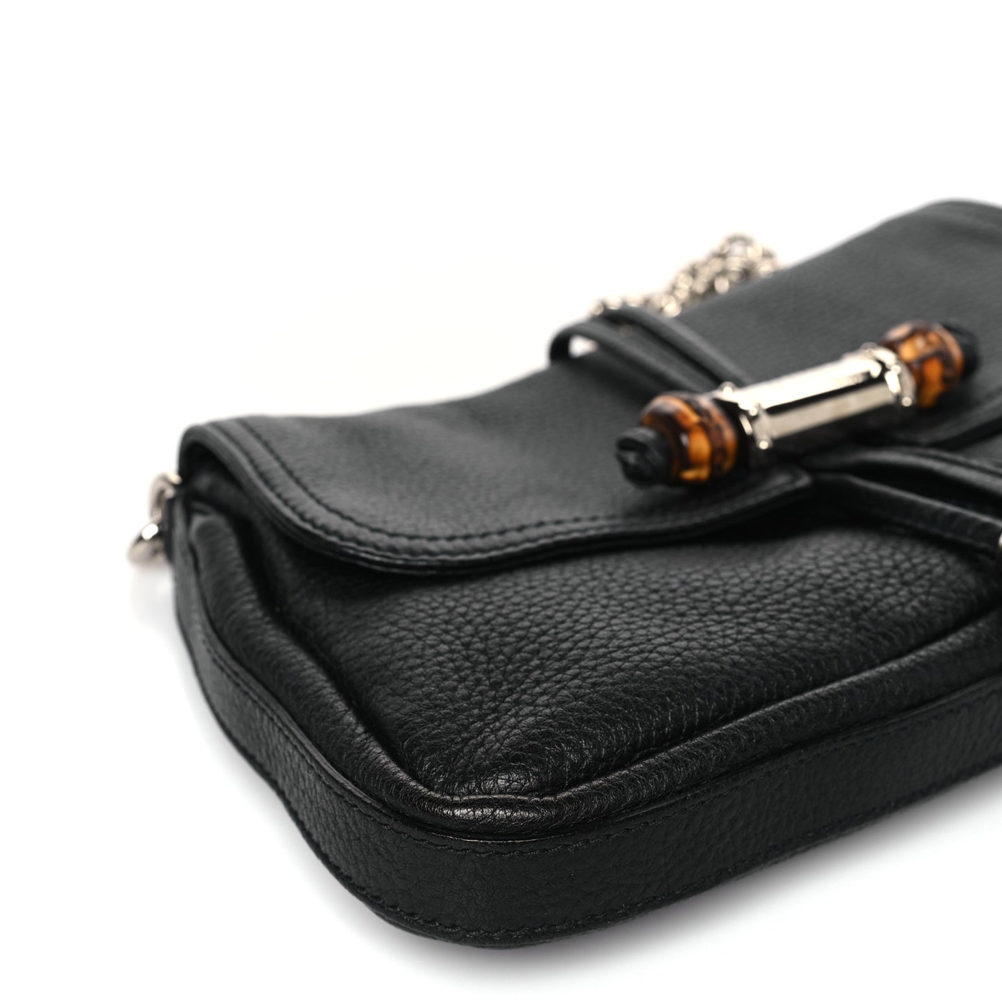 Calfskin Bamboo Croisette Evening Bag Black