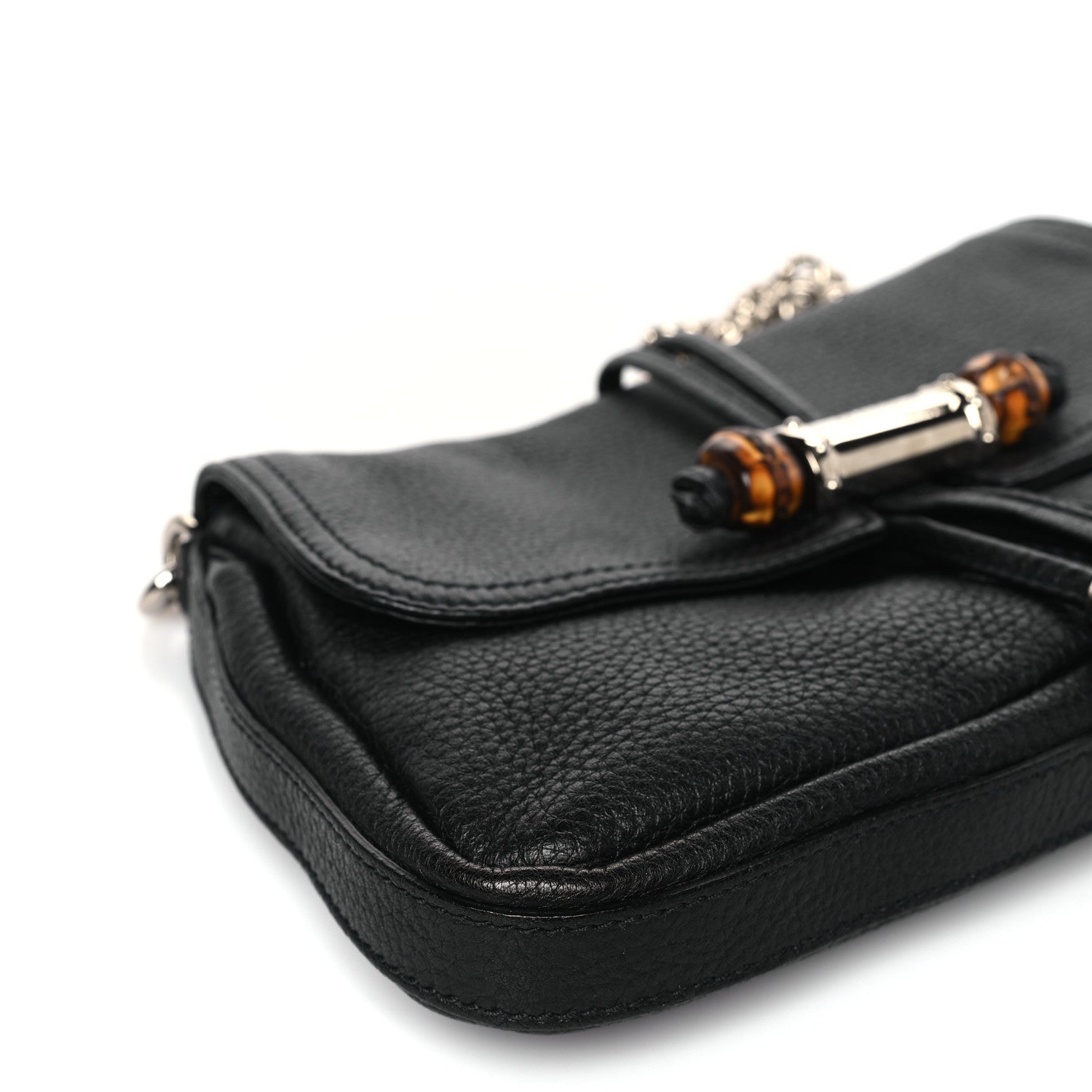 Gucci Calfskin Bamboo Croisette Evening Bag Black 8 of 9