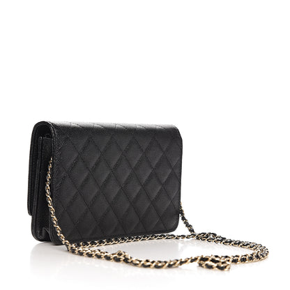 Chanel Caviar Quilted Golden Class Wallet On Chain WOC Black 2 of 11
