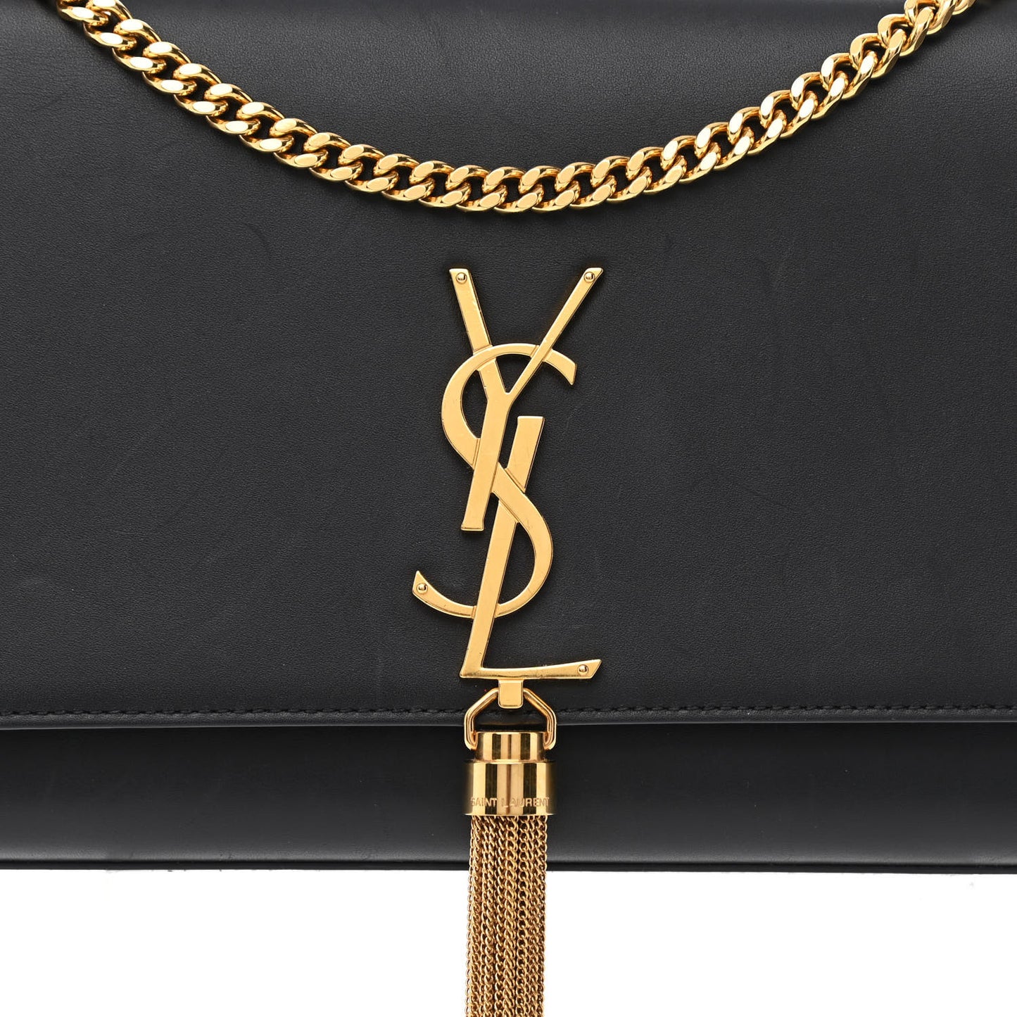 Smooth Calfskin Medium Classic Monogram Kate Tassel Satchel Black