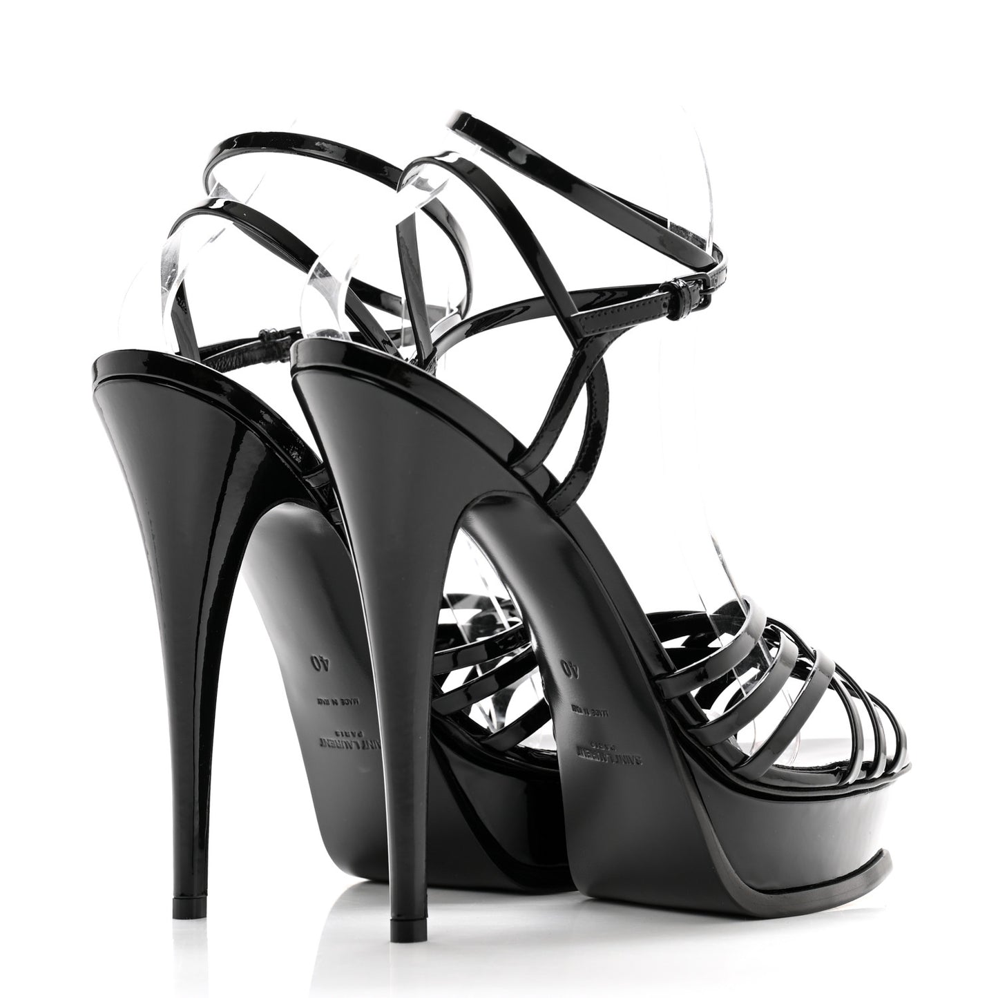 Patent Platform Criss Cross Sandals 40 Black