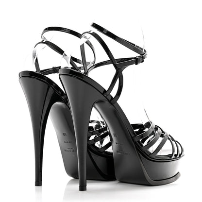 Saint Laurent Patent Platform Criss Cross Sandals 40 Black 4 of 9