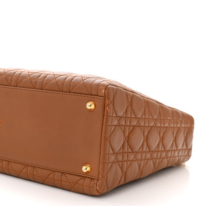 Christian Dior Lambskin Cannage Large Lady Dior Tan 10 of 15