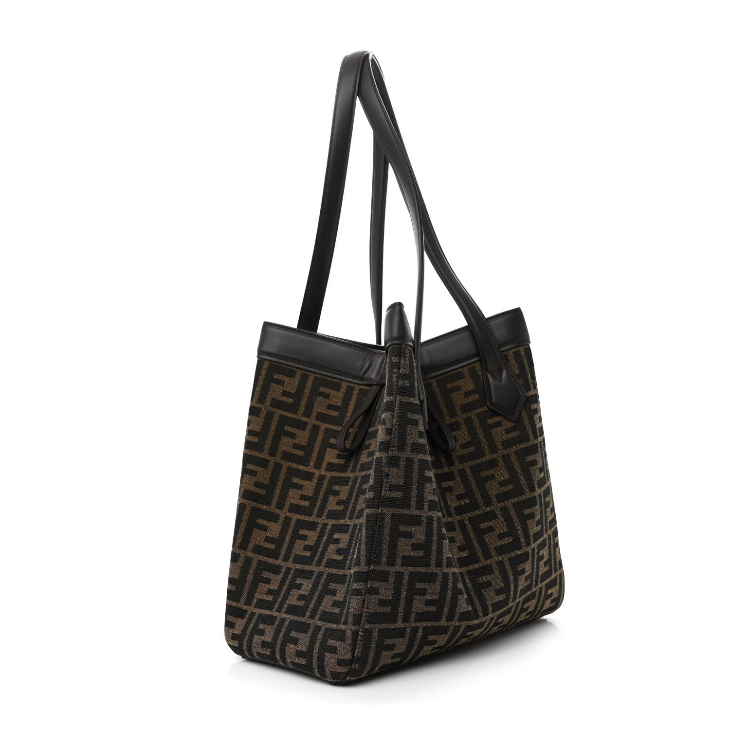 Fendi Fabric Jacquard Vitello Grace FF 1974 Medium Fendi Origami Tobacco Moro Ebano 3 of 12