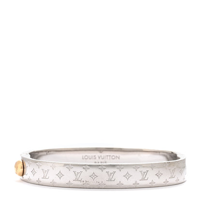 Louis Vuitton Brass Palladium Plated Nanogram Cuff M Silver 1 of 7