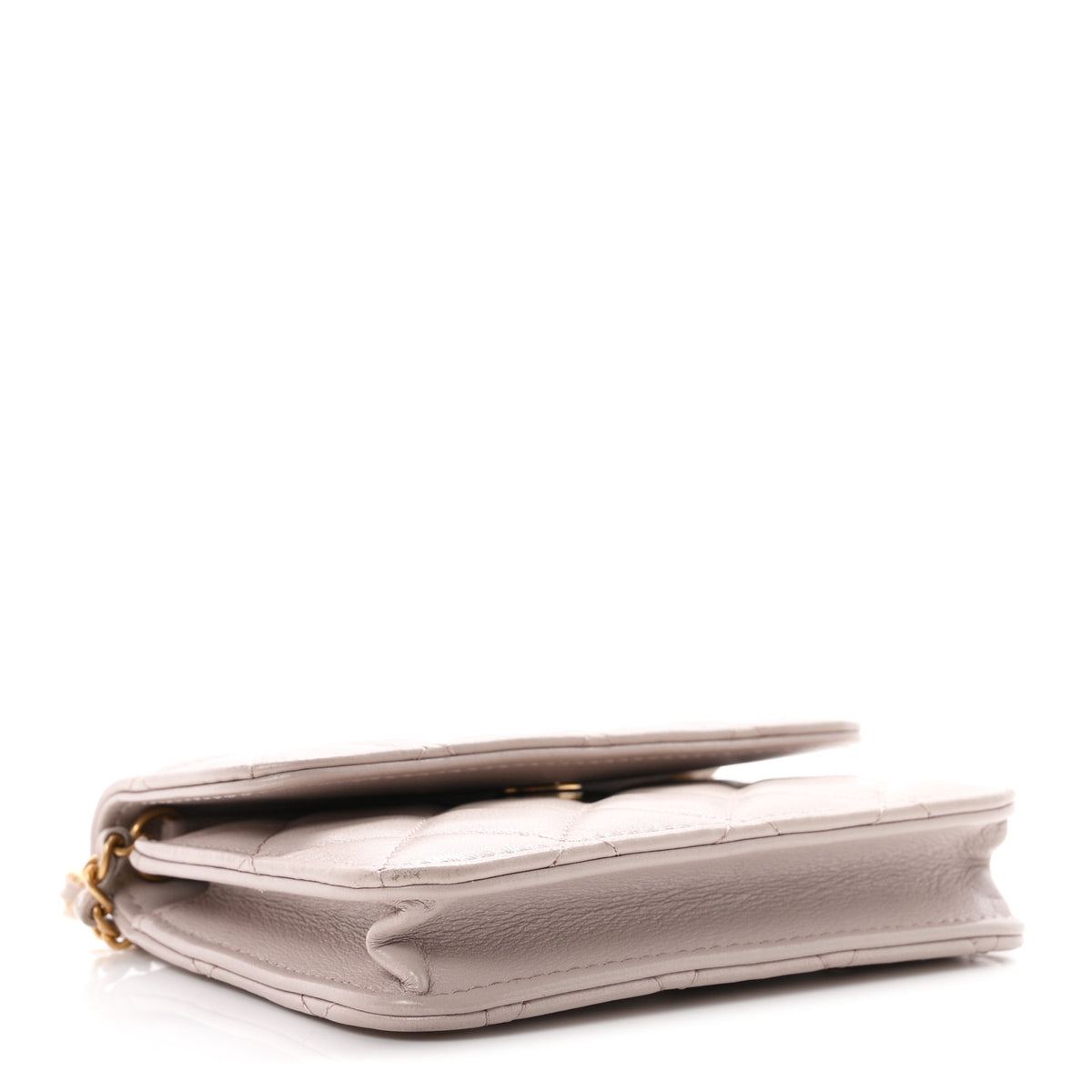 Lambskin Quilted CC Pearl Crush Wallet on Chain WOC Light Purple