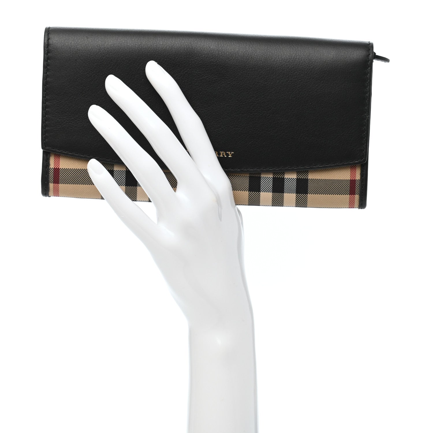 Burberry Calfskin Horseferry Check Porter Continental Wallet Black 2 of 6