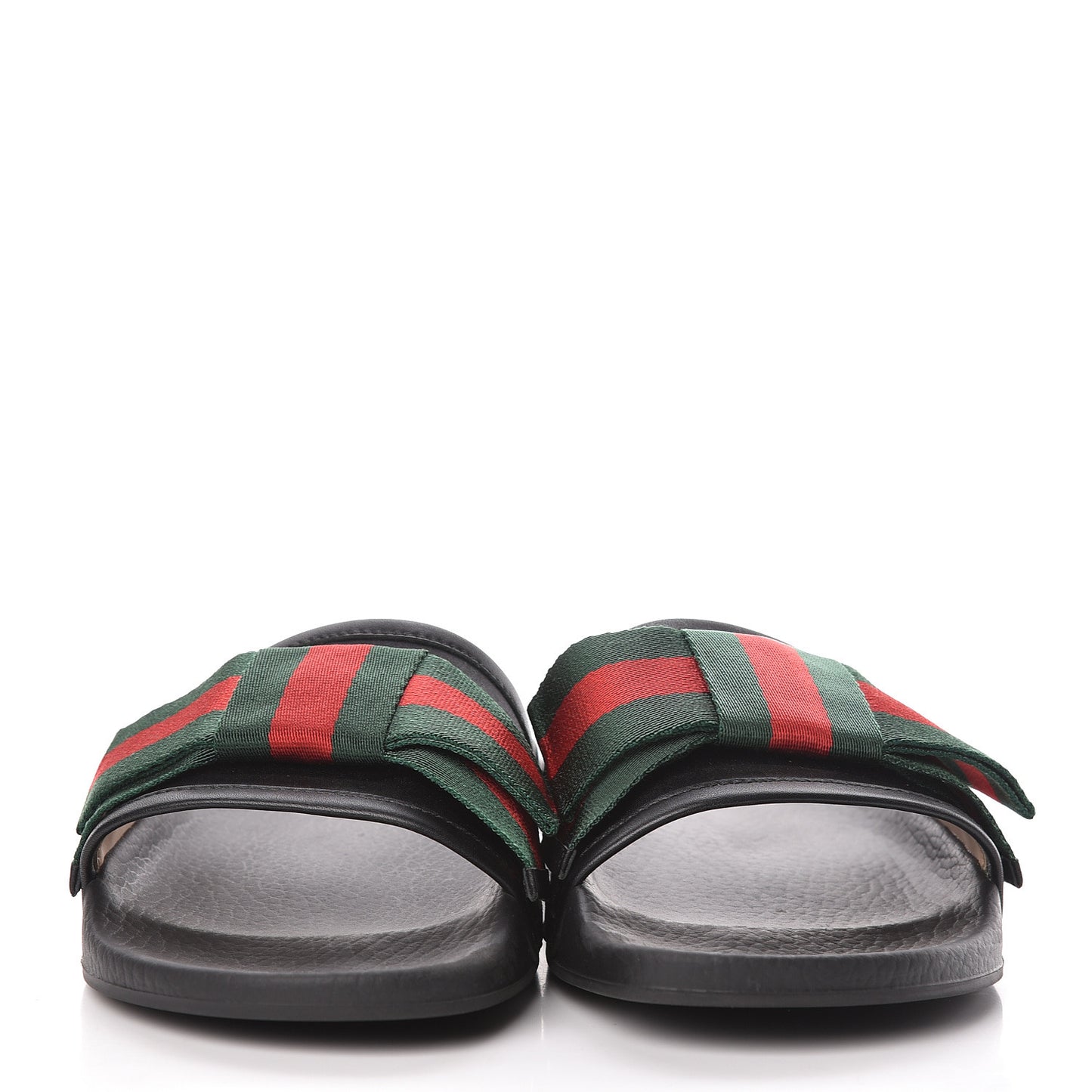 Satin Web Bow Slide Sandals 38 Black