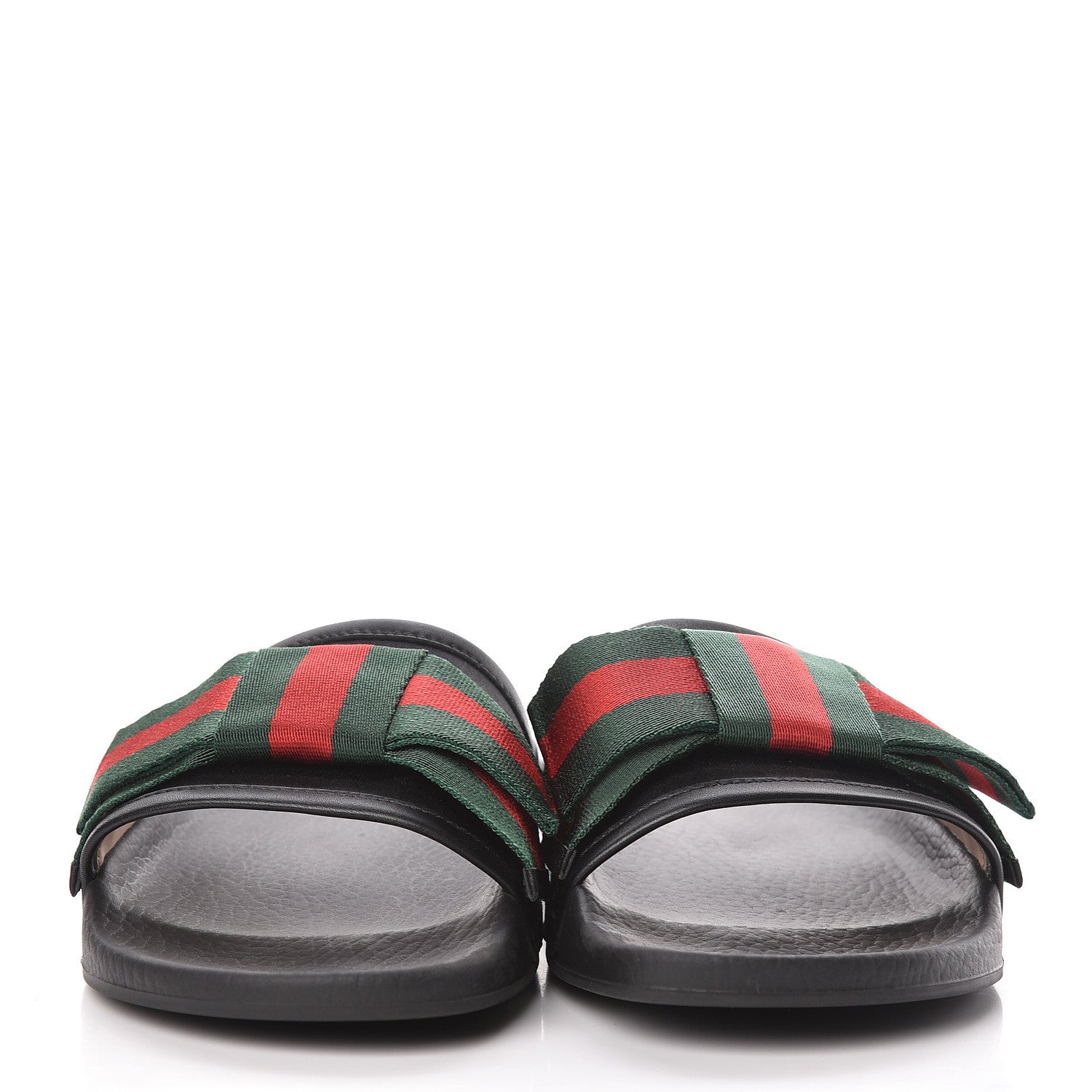Gucci Satin Web Bow Slide Sandals 38 Black 2 of 8
