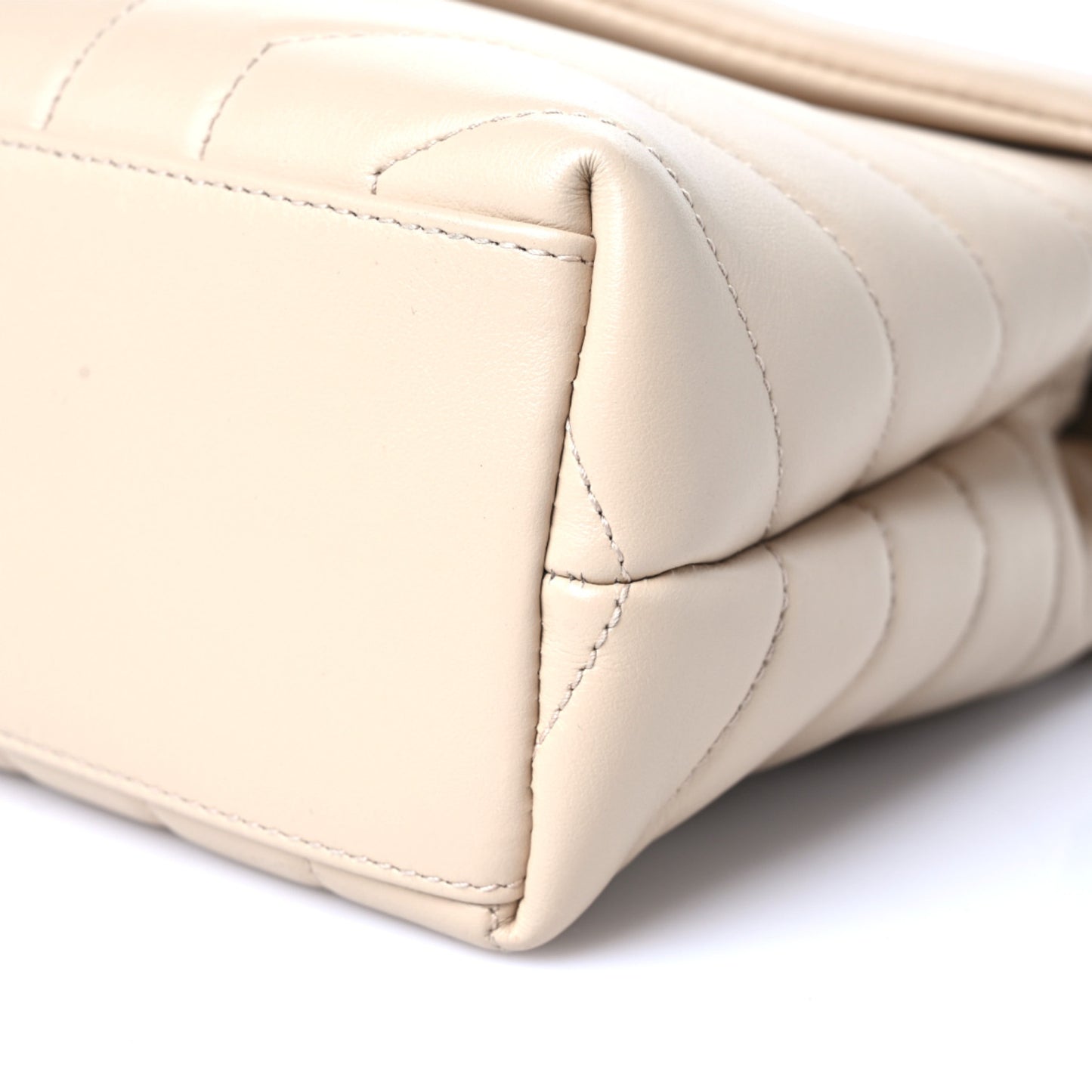 Calfskin Y Quilted Monogram Small Loulou Chain Satchel Nude Powder